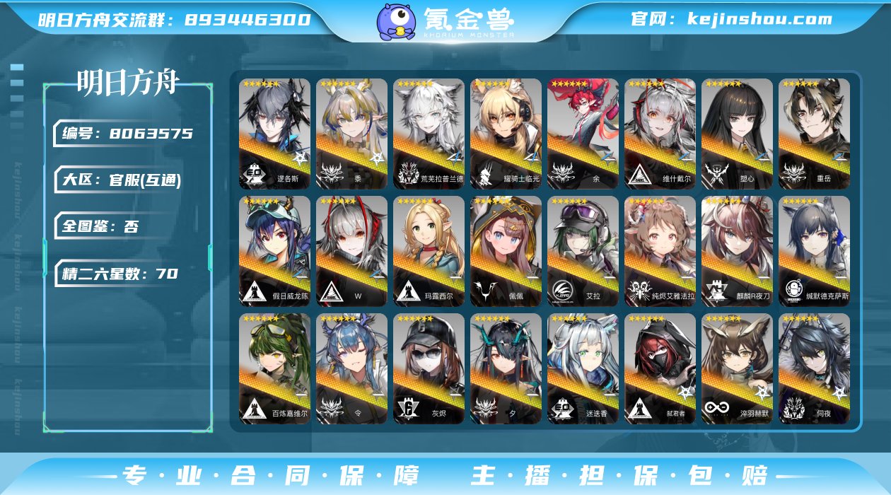 6星干员(限定6潜): 黍,逻各斯 6星干...