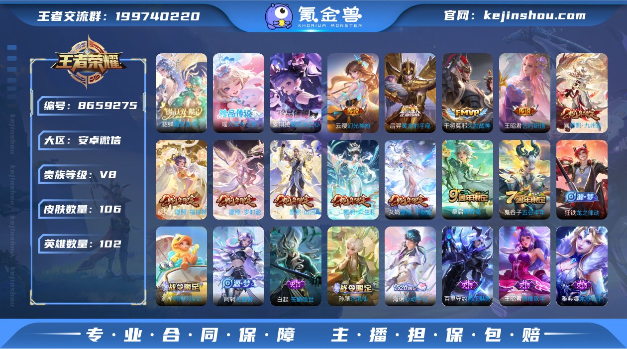 实名: 可修改 贵族等级: V8 英雄数:...