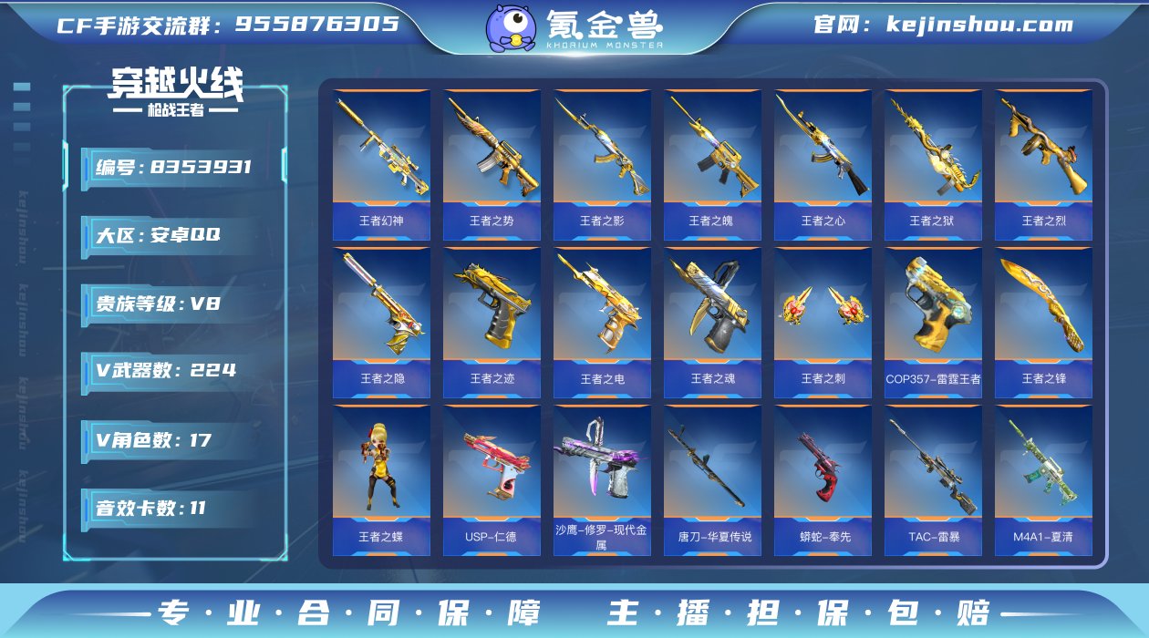 实名: 不可修改 v武器数: 224 王者...