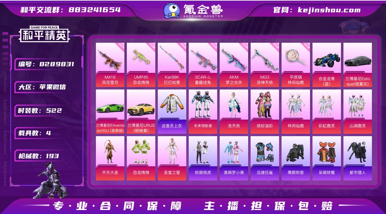 实名: 可修改 时装数: 522 载具数:...
