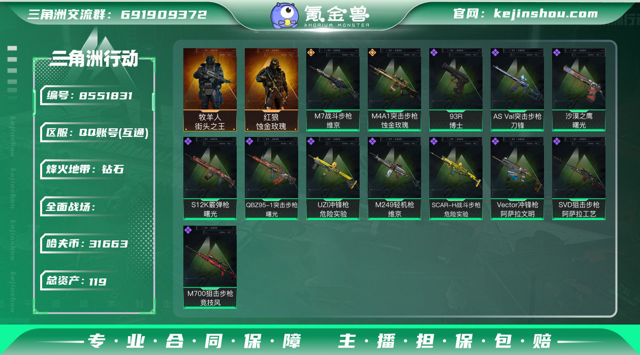 总资产：119.1M， 哈夫币：31663...