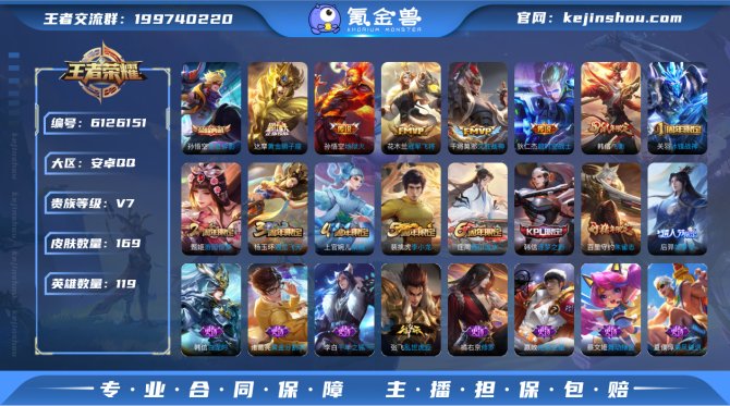 119英雄169皮肤07印记V7贵族积分3...