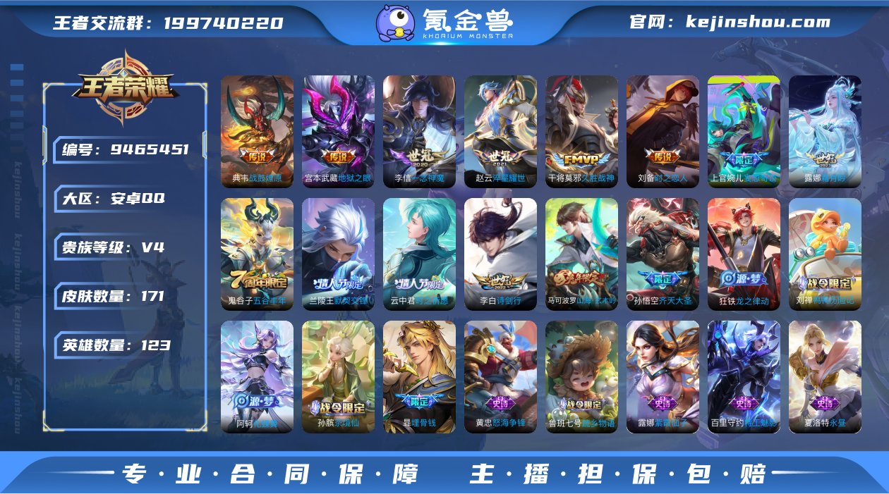 贵族V4 传说皮肤11 史诗皮肤52 皮肤...