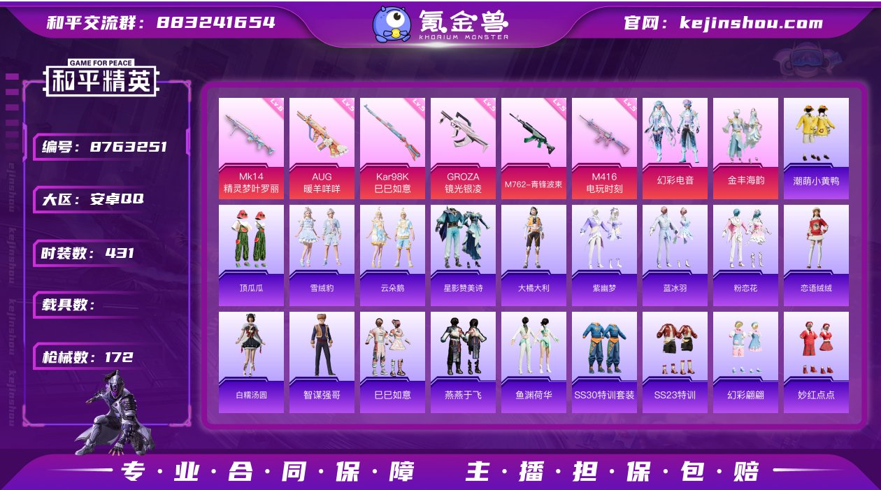 实名: 可修改 时装数: 431 枪械数:...