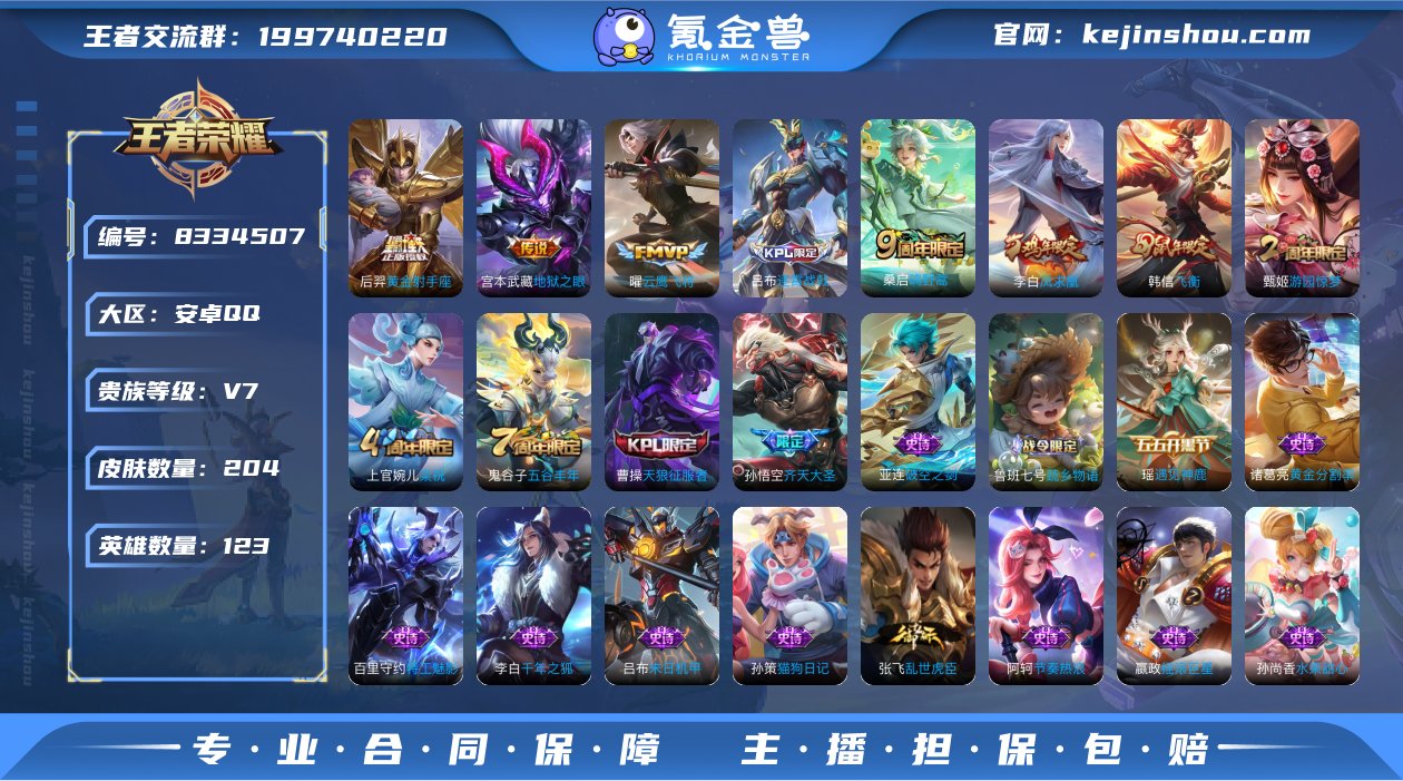 【WZN4097】贵族7/皮肤204/传说...