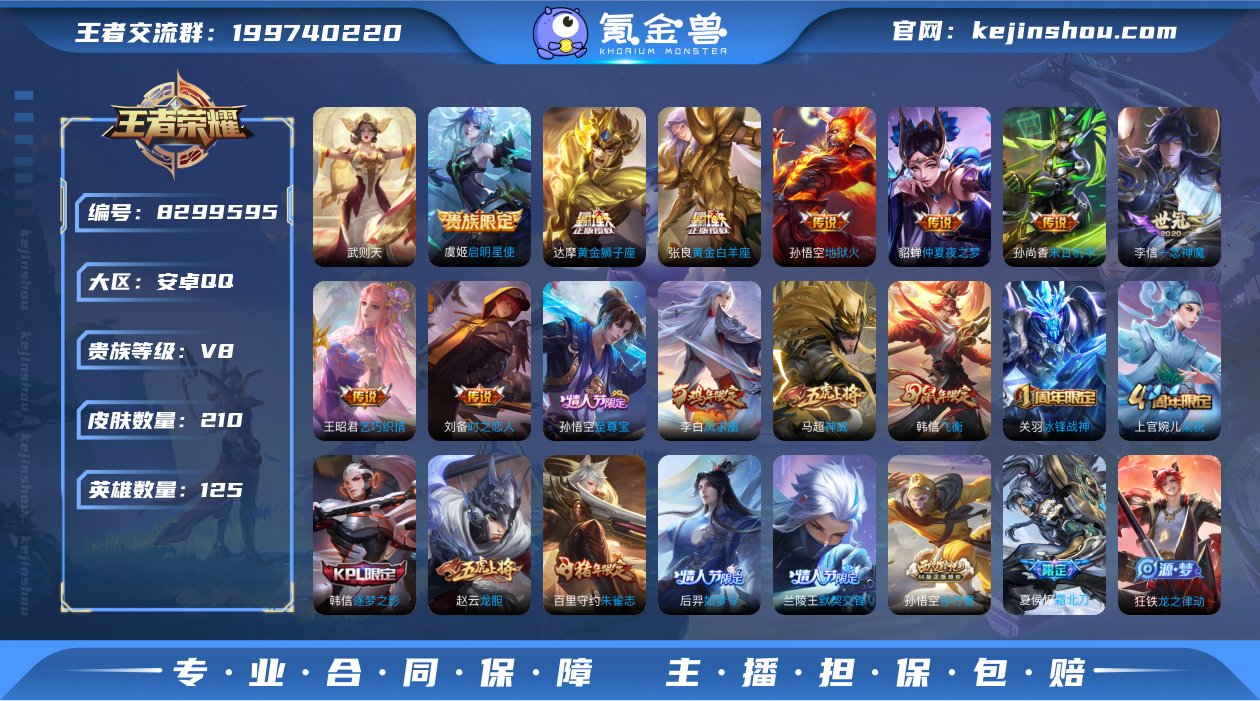 【贵族8 210皮肤1水晶12传说】武则天...