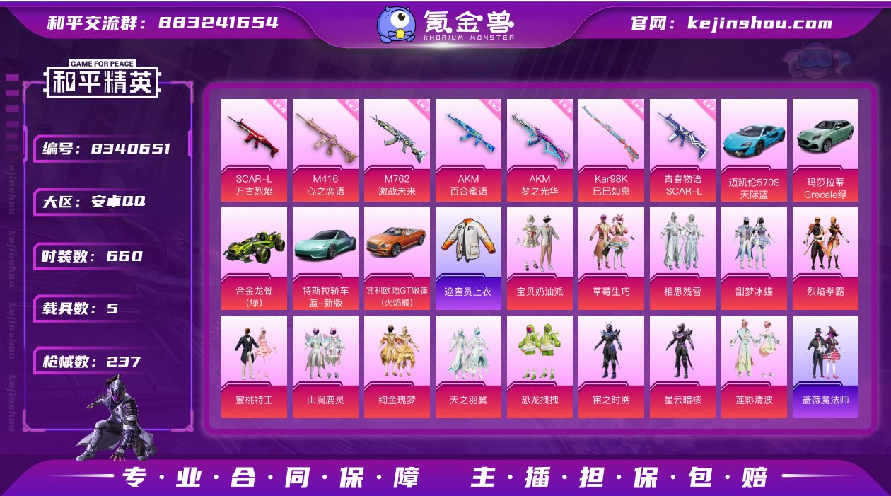 实名: 不可修改 时装数: 660 载具数...