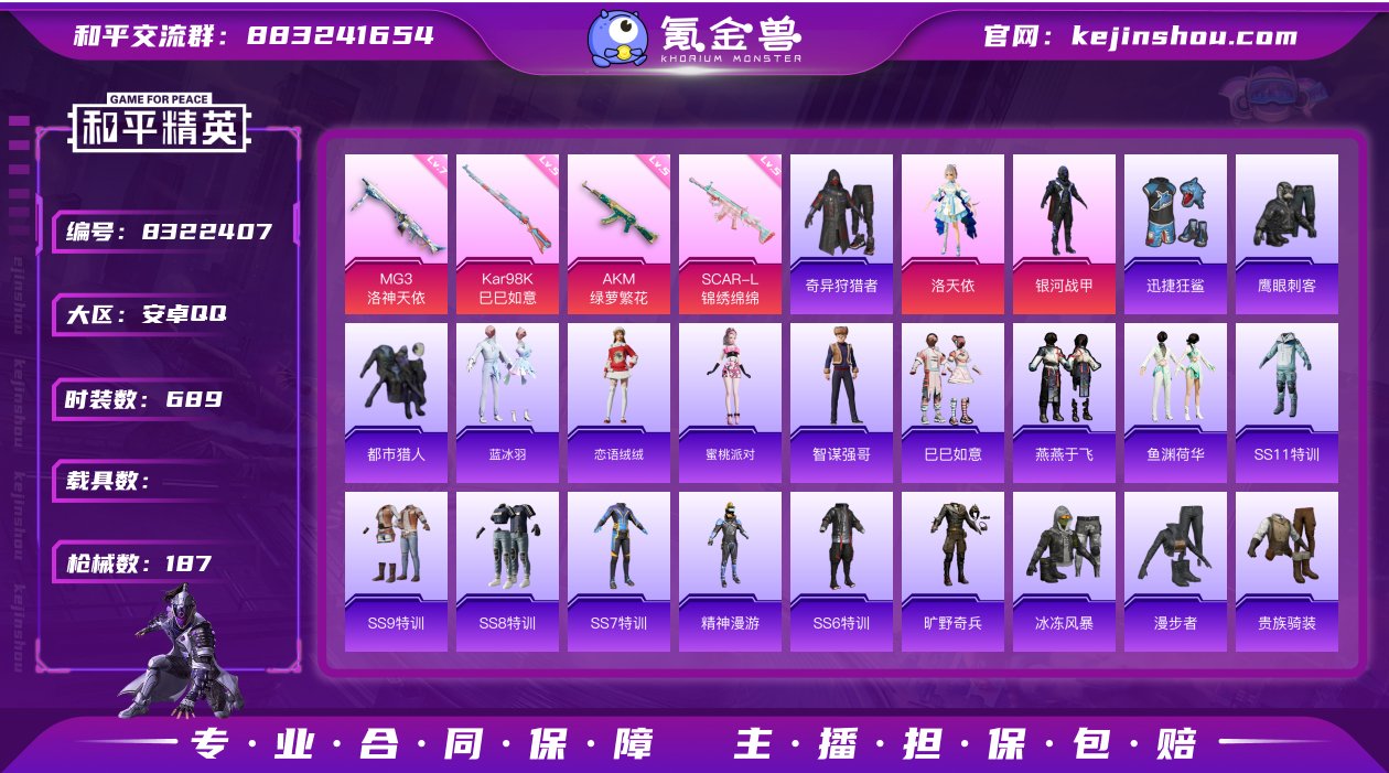 实名: 可修改 时装数: 689 枪械数:...