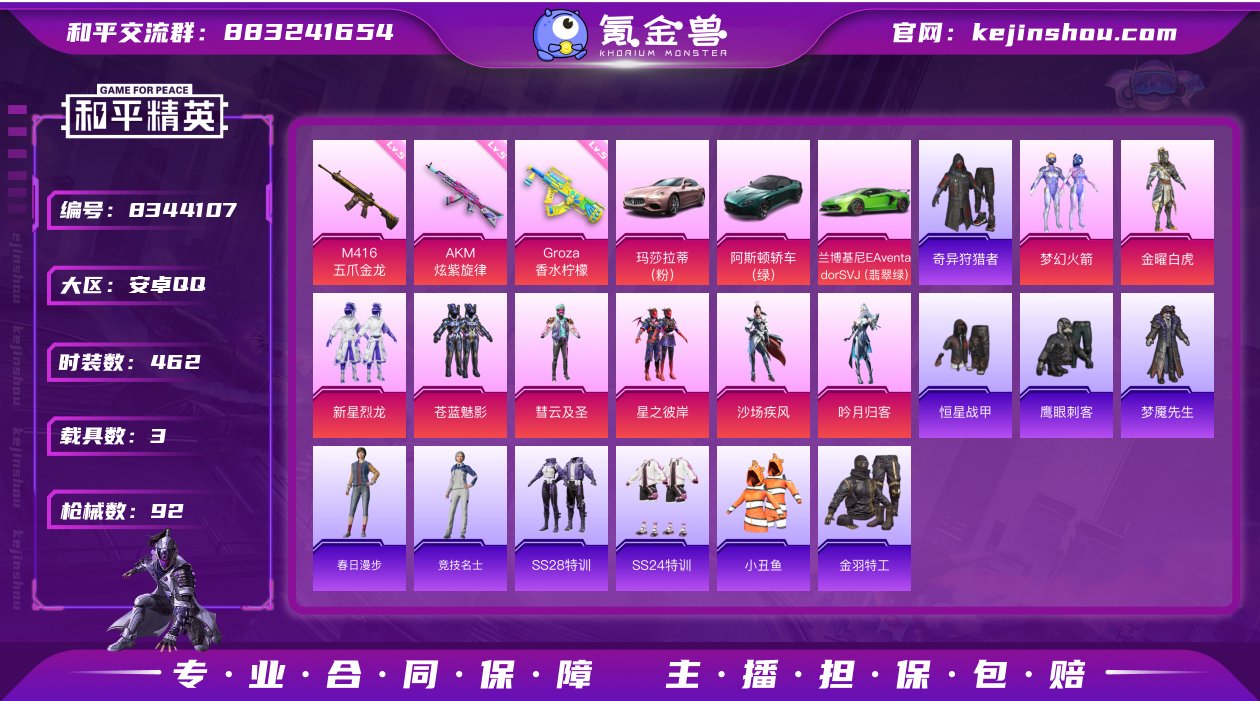 8粉装 3特效枪 3载具 4印记 可二次 ...