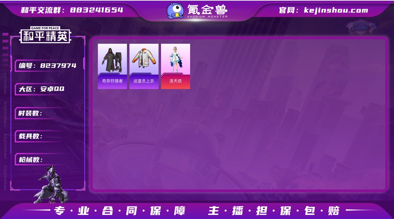 实名: 可修改 热门装扮: 奇异狩猎者,巡...