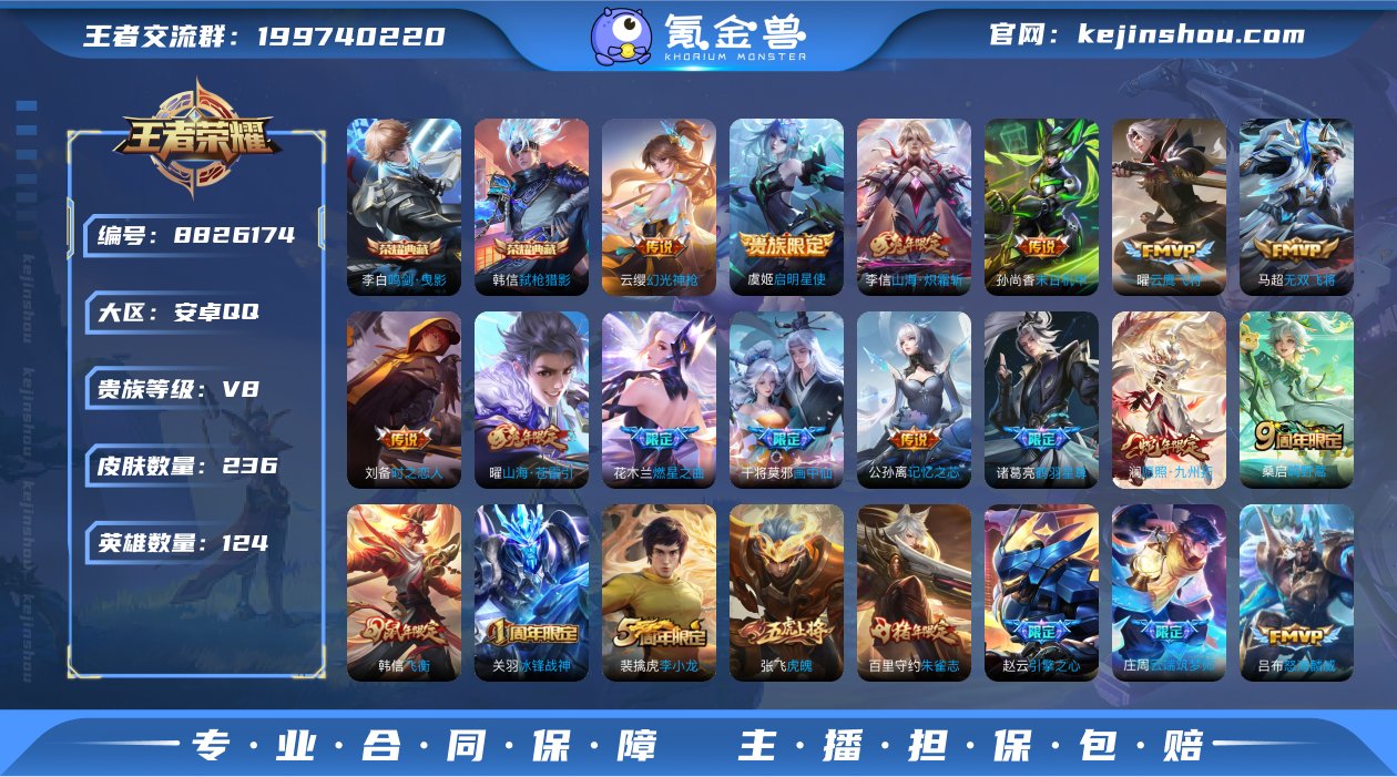 实名: 可修改 贵族等级: V8 英雄数:...