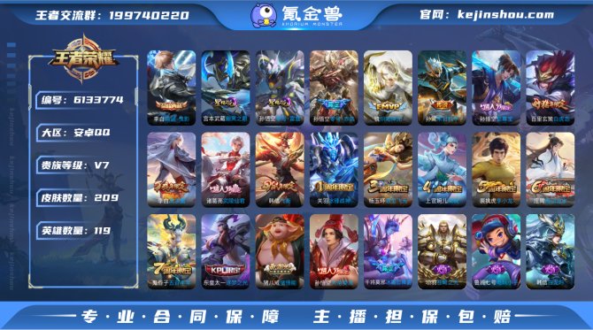 119英雄209皮肤19印记V7贵族积分3...