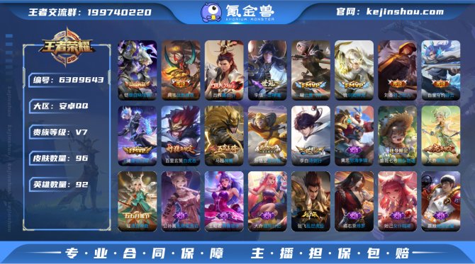 安q 【送和平2粉1特效】96皮肤 1典藏...