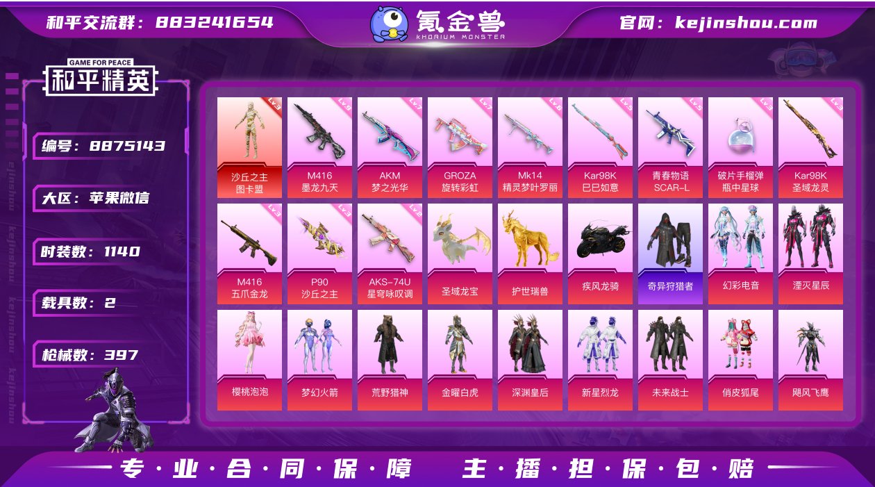 实名: 可修改 时装数: 1140 载具数...