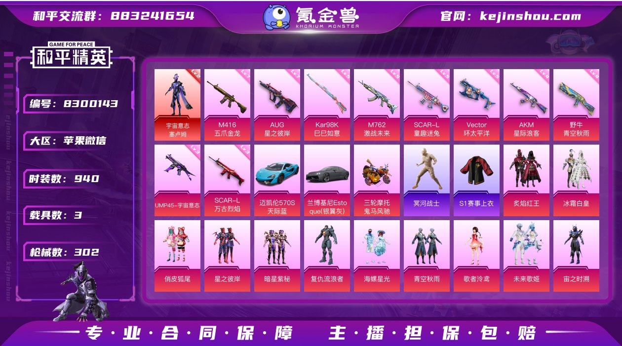 实名: 可修改 时装数: 940 载具数:...