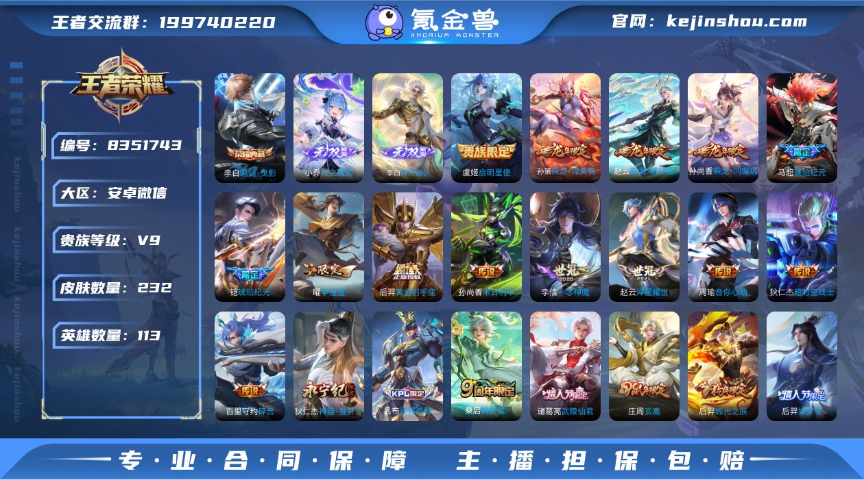 实名: 可修改 贵族等级: V9 英雄数:...