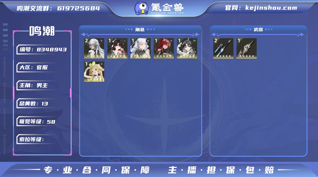 【MCZ13】58级/13黄/男主/6个五...