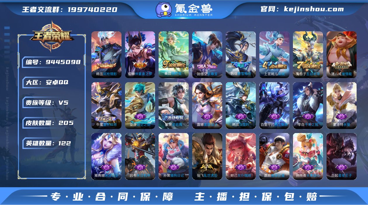 贵族V5 荣耀典藏1 传说皮肤2 史诗皮肤...