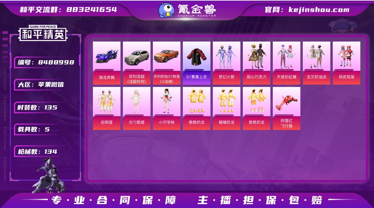 实名: 可修改 时装数: 135 载具数:...