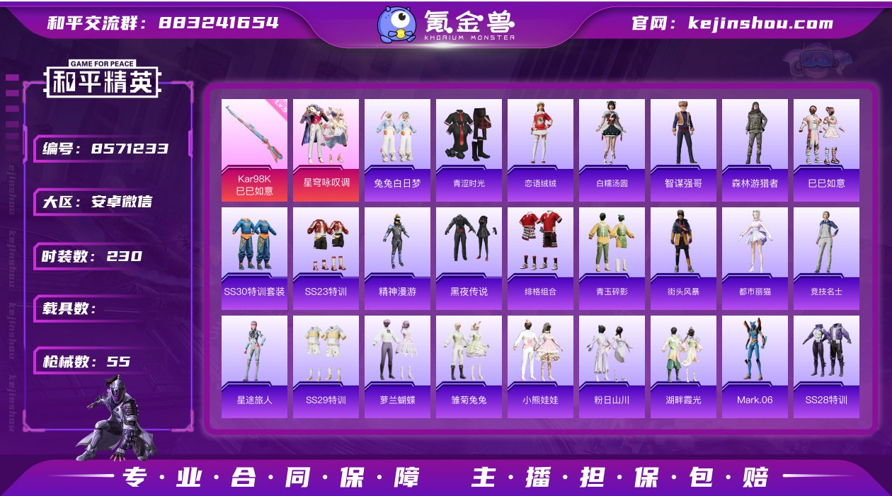 实名: 可修改 时装数: 230 枪械数:...
