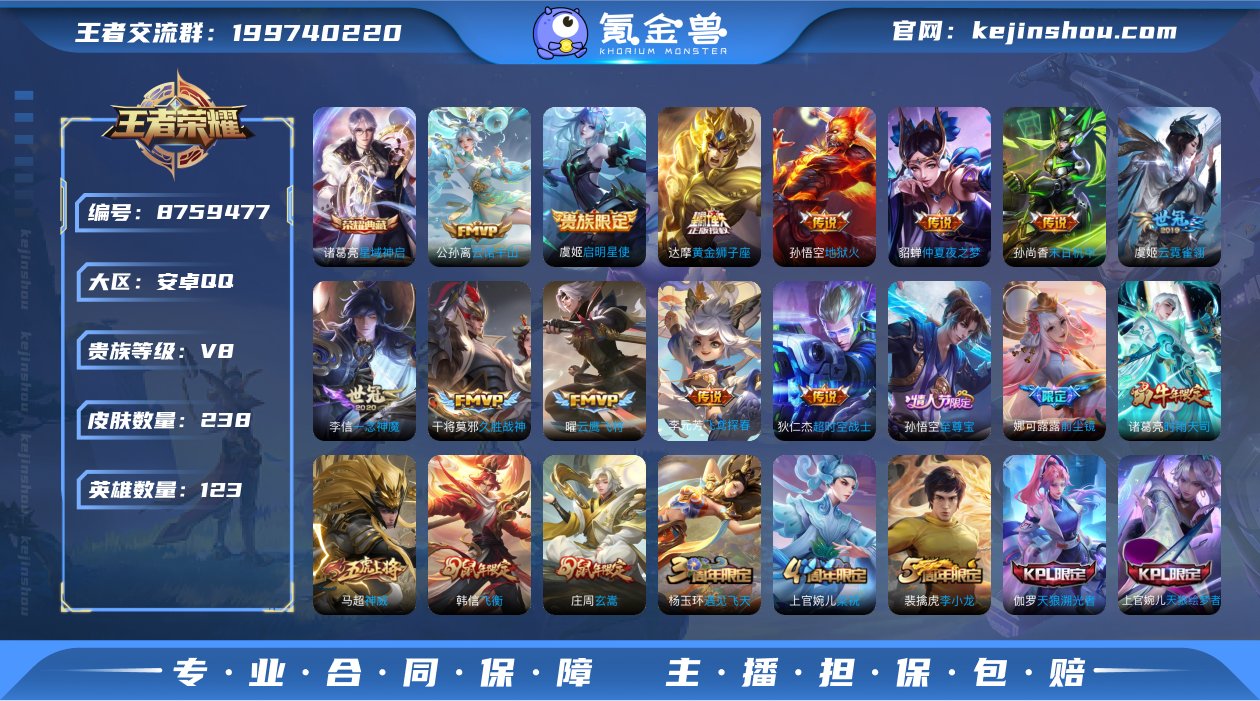实名: 可修改 贵族等级: V8 英雄数:...