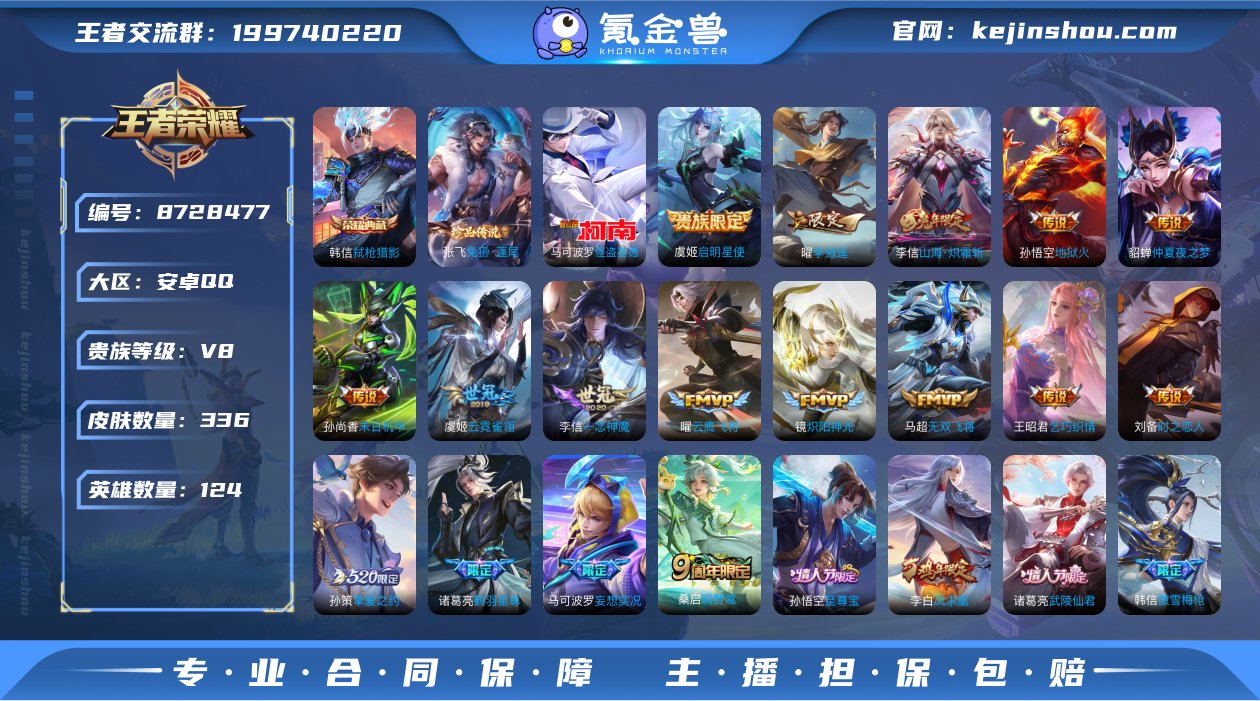 实名: 可修改 贵族等级: V8 英雄数:...