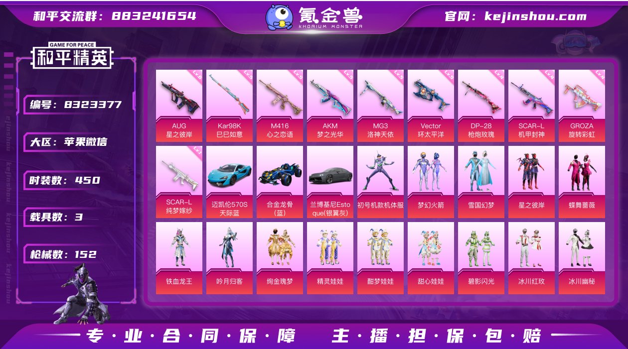 实名: 可修改 时装数: 450 载具数:...