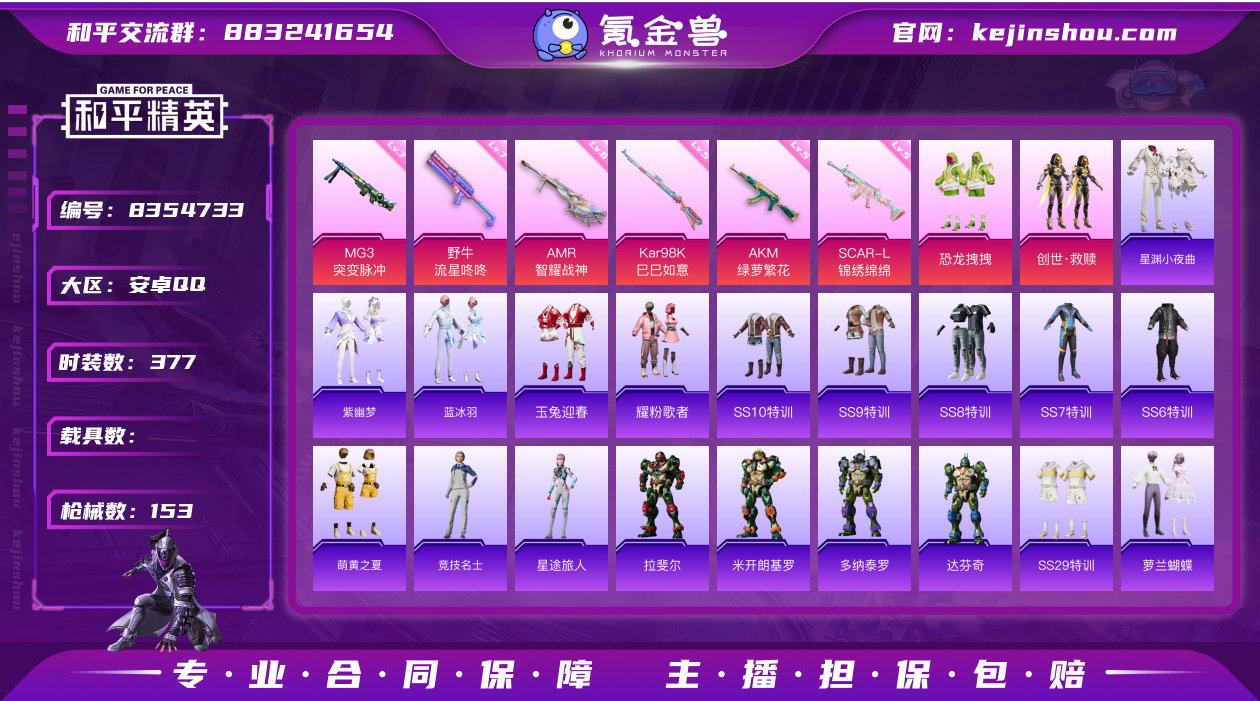 实名: 可修改 时装数: 377 枪械数:...