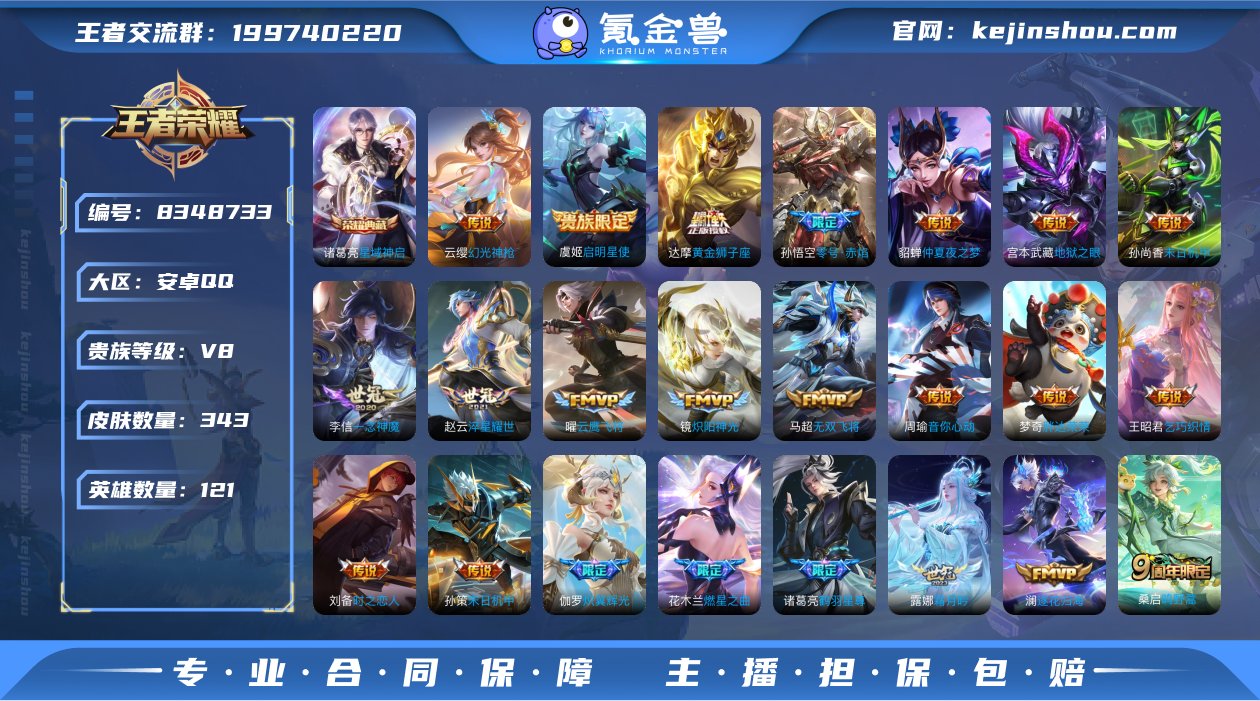 【WZ3587】贵族8/皮肤343/典藏1...