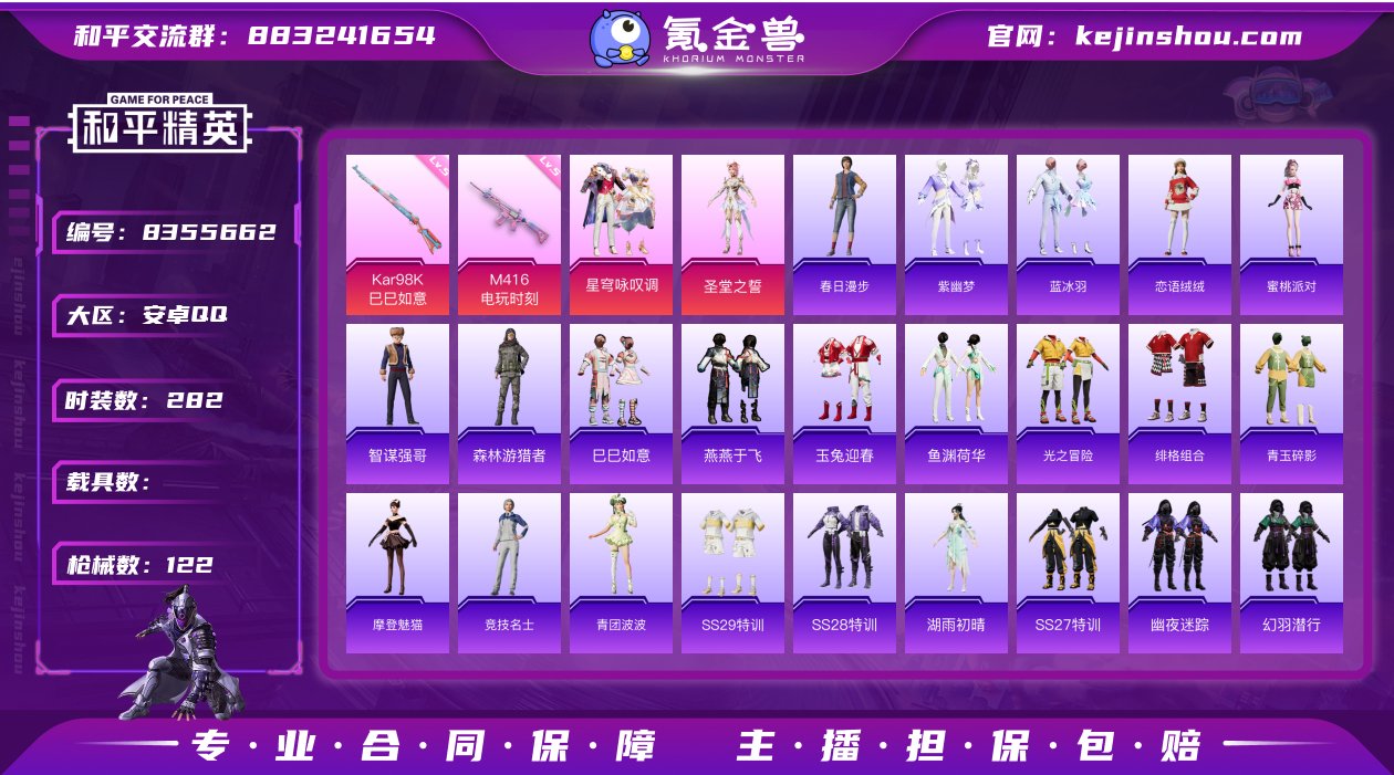 实名: 可修改 时装数: 282 枪械数:...
