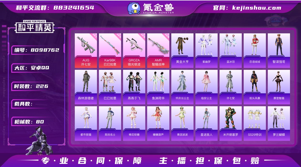 实名: 不可修改 时装数: 226 枪械数...