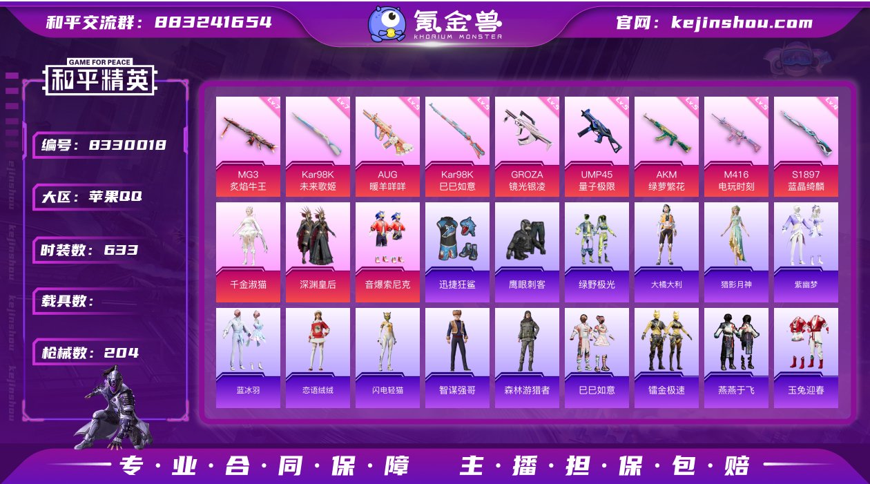 实名: 可修改 时装数: 633 枪械数:...