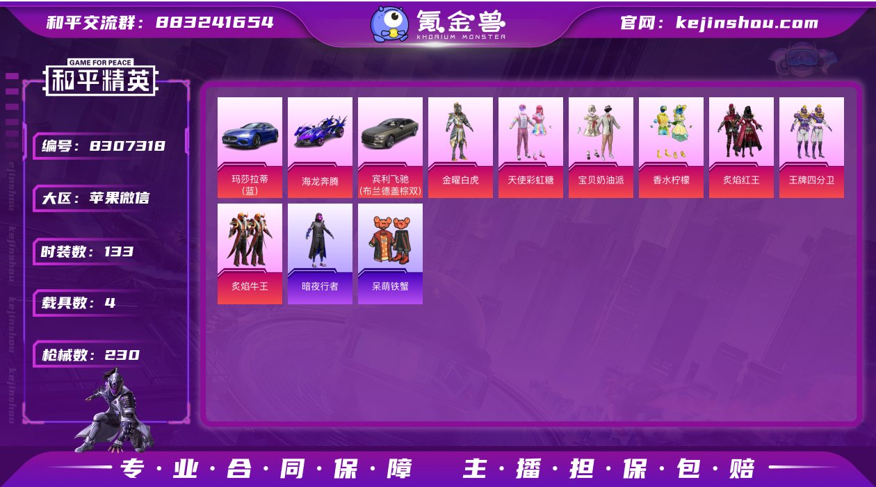 实名: 可修改 时装数: 133 载具数:...