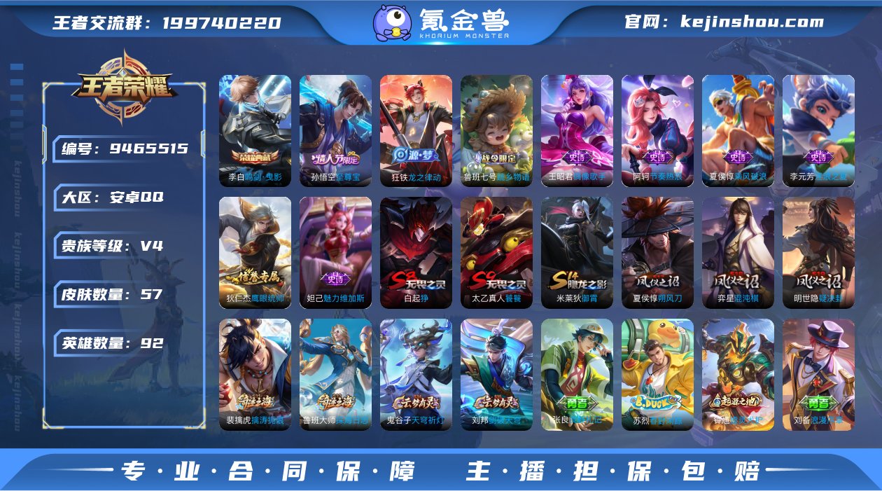 贵族V4 荣耀典藏1 史诗皮肤10 皮肤数...