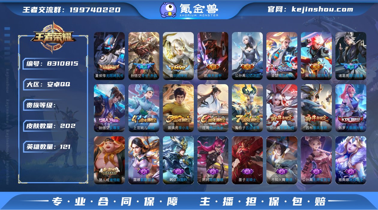实名: 不可修改 英雄数: 121 皮肤数...