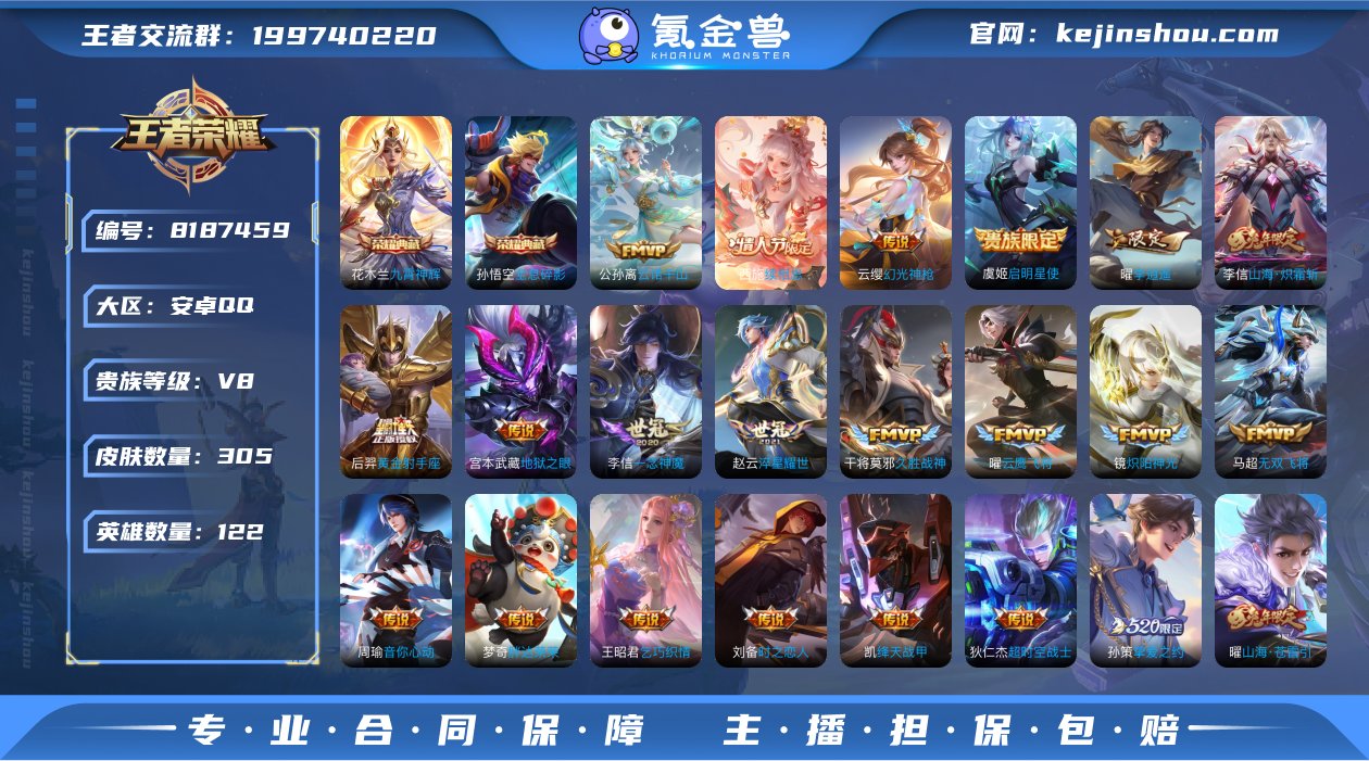 【WZZ2887】贵族8/皮肤305/典藏...