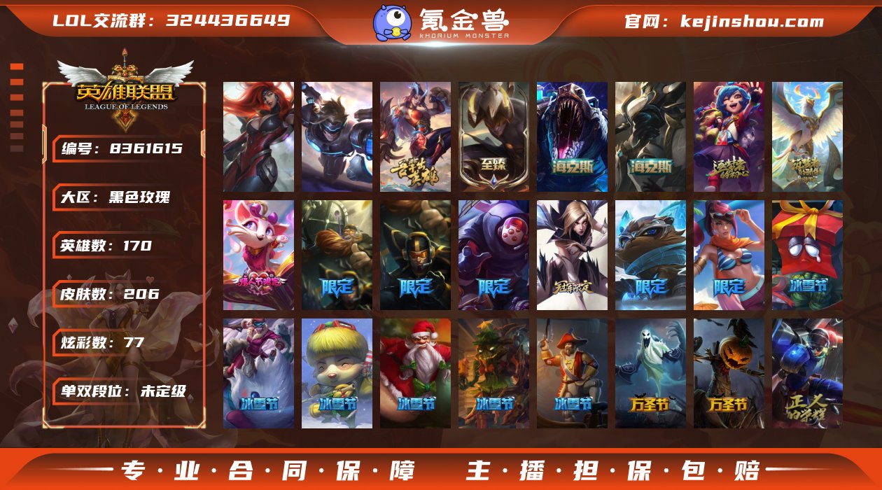 实名: 不可修改 英雄数: 170 皮肤数...