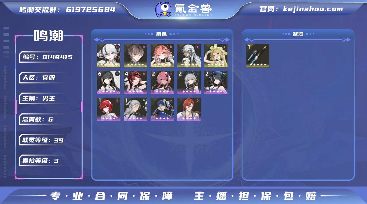 总黄数: 6 联觉等级: 39 拥有五星共...