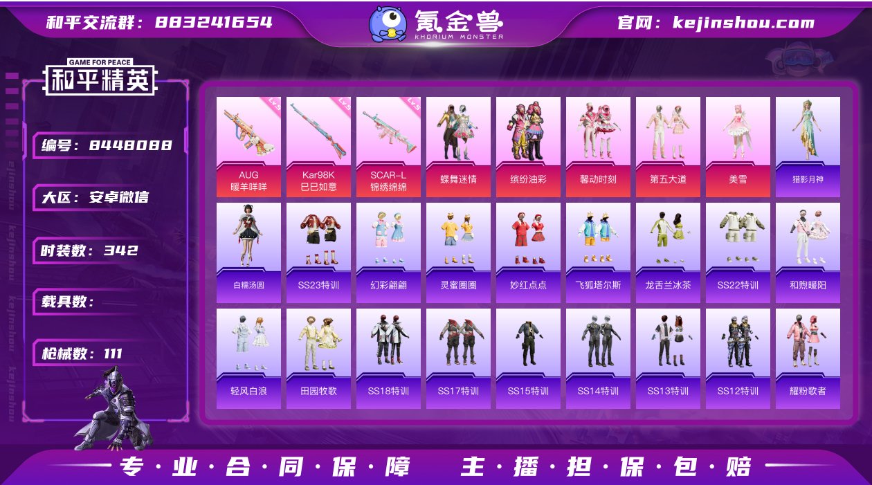 实名: 可修改 时装数: 342 枪械数:...