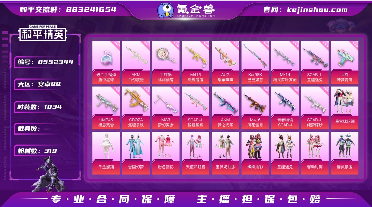 实名: 可修改 时装数: 1034 枪械数...