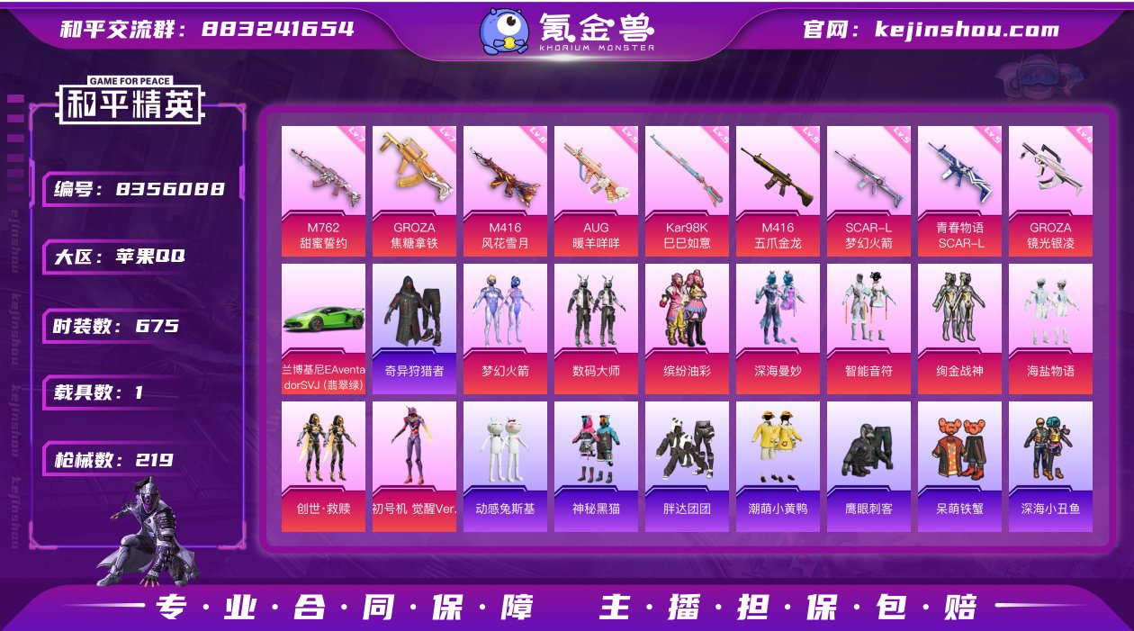 战神框 9粉装 9特效枪 1载具 17印记...