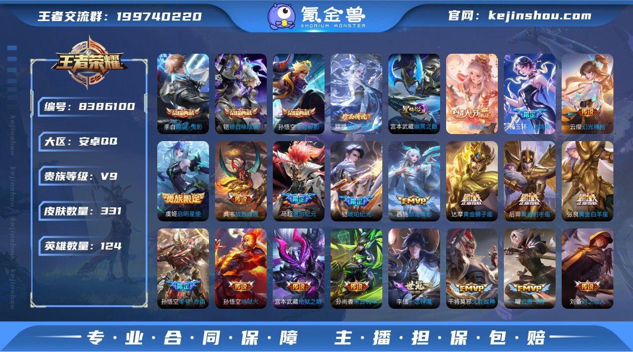 实名: 可修改 贵族等级: V9 英雄数:...