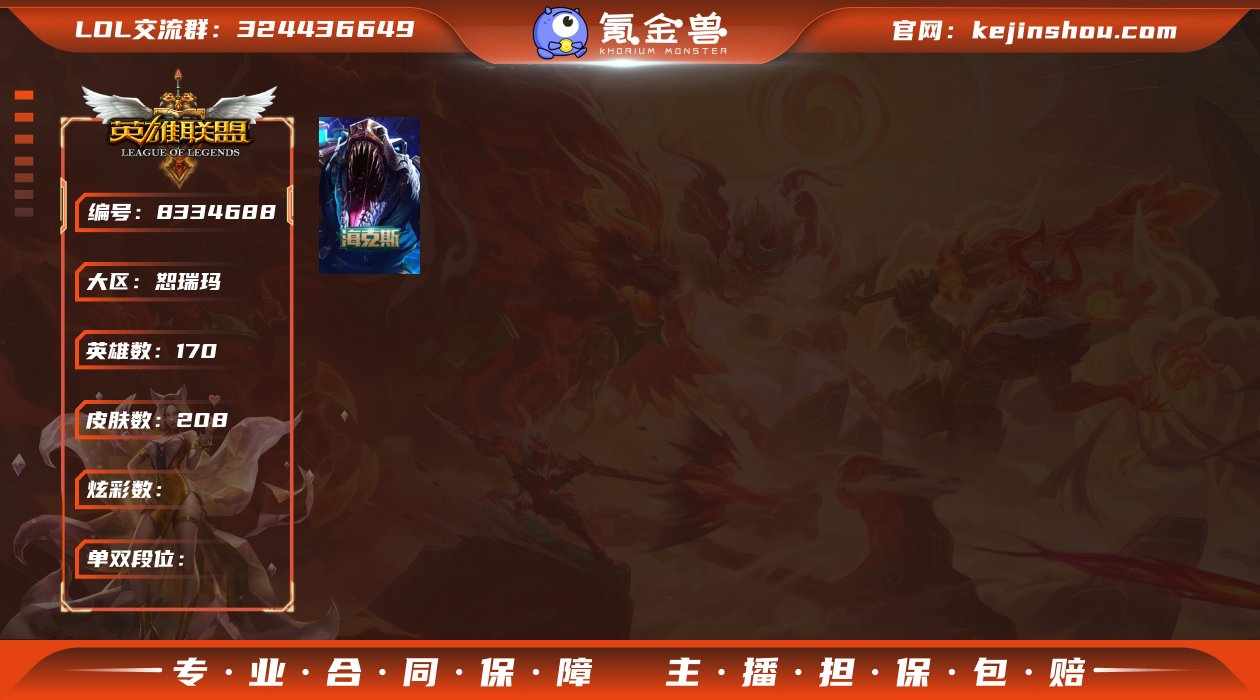 DY631 恕瑞玛 网通 170英雄208...