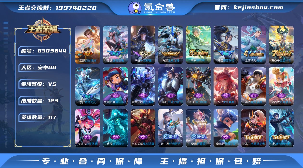 对抗路小号 123皮肤5传说 落雪白狼 无...