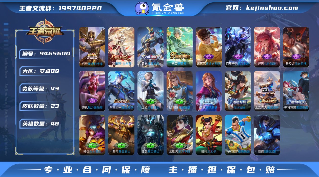 贵族V3 传说皮肤3 史诗皮肤5 皮肤数量...