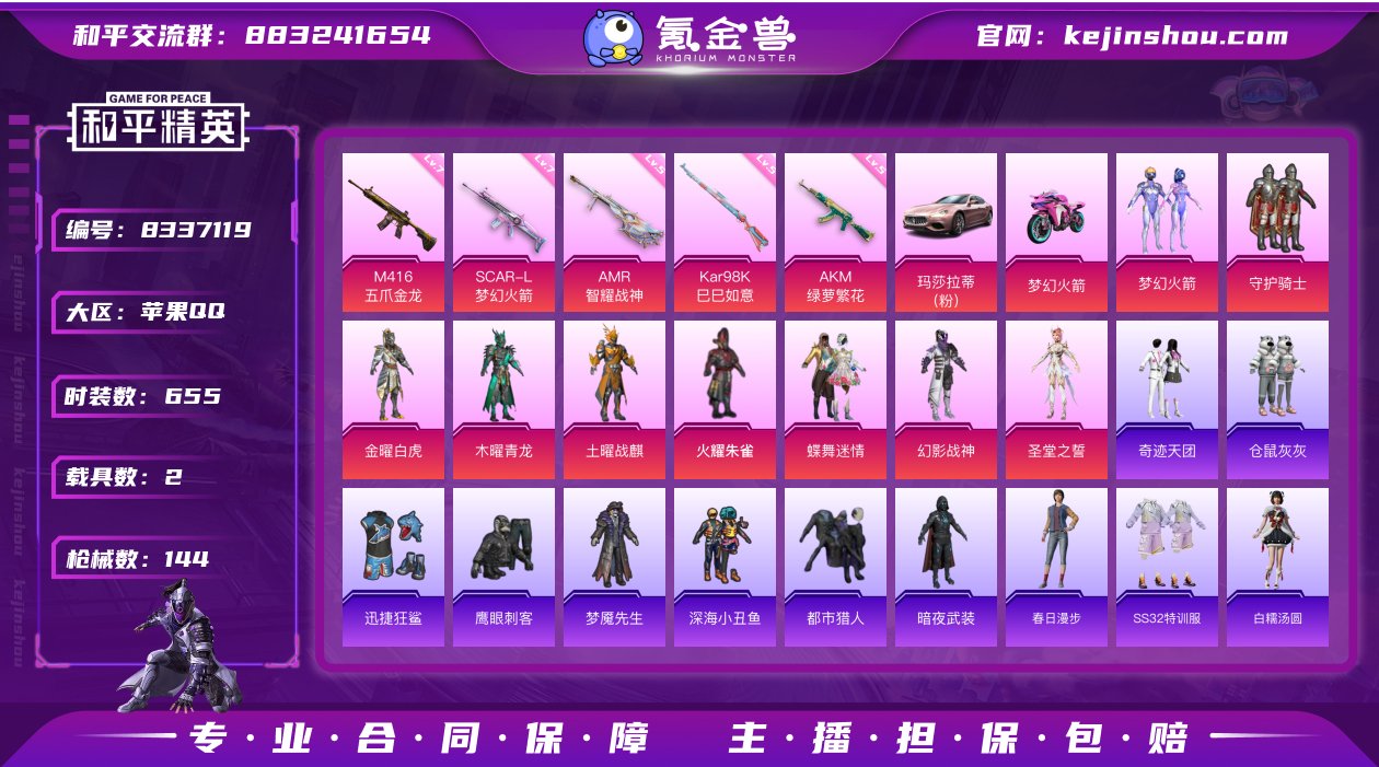 9粉装 5特效枪 2载具 7印记 可二次 ...
