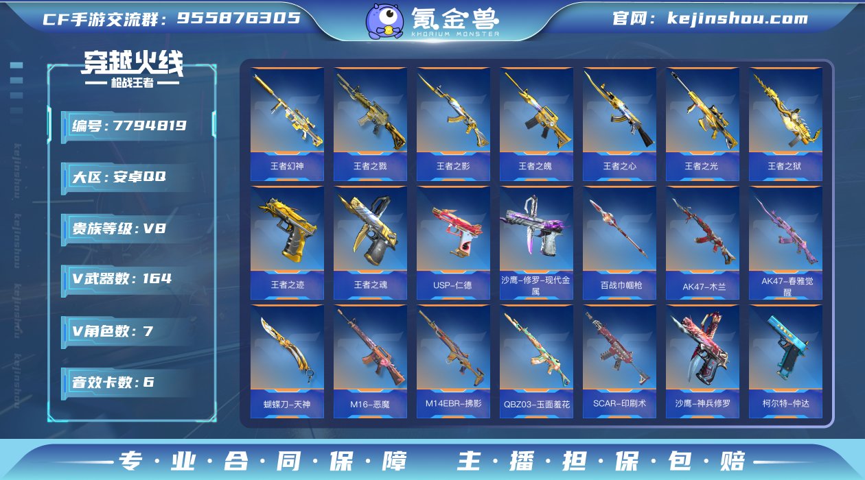 实名: 可修改 v武器数: 164 王者武...