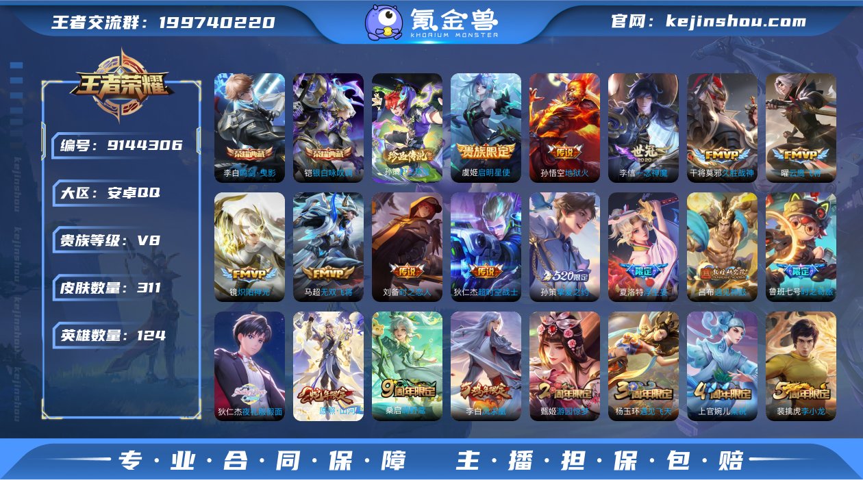 实名: 可修改 贵族等级: V8 英雄数:...