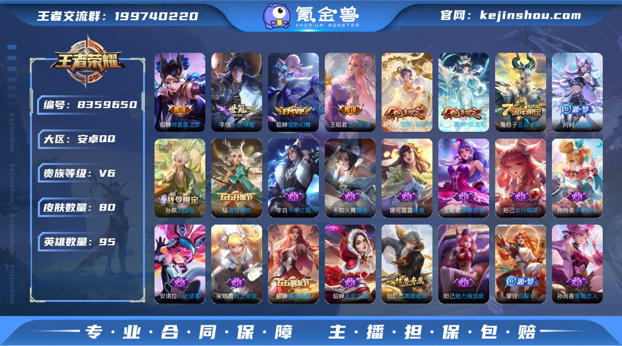 【WZX4079】贵族6/皮肤80/传说6...