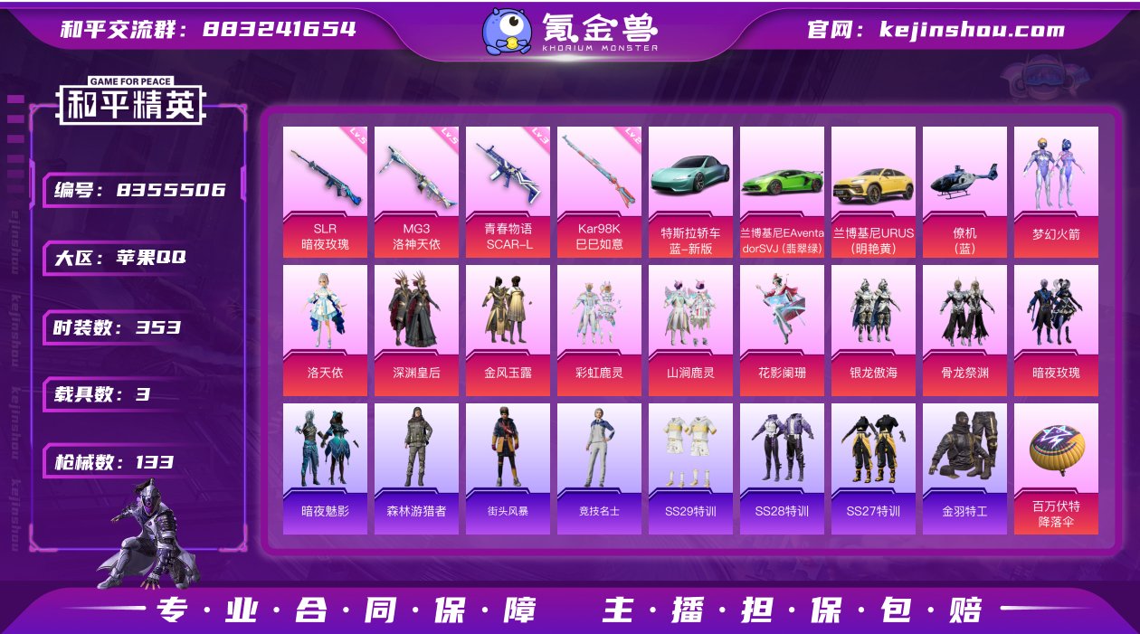 10粉装 4特效枪 3载具 2印记 可二次...